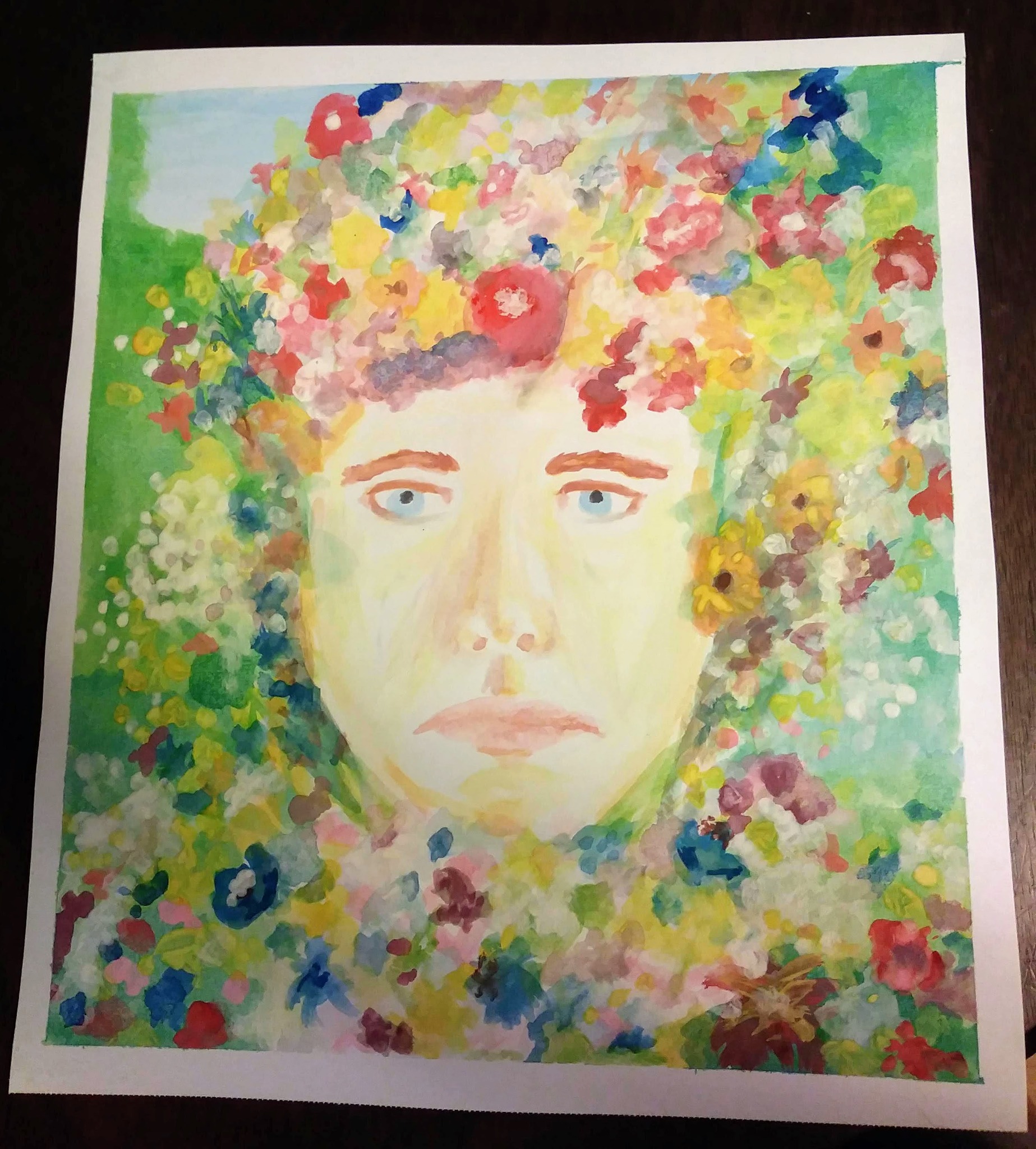 Moody acrylic landscape painting with water and reflective light